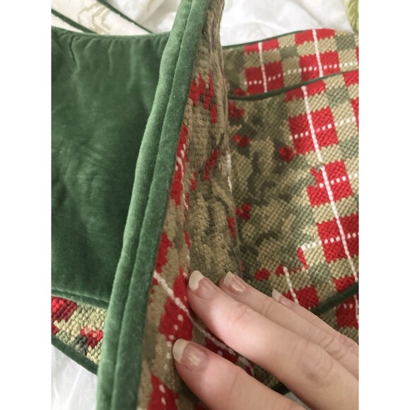 4 New With Tags, Wool and Velvet Needlepoint Christmas Stockings Old World Santa - Picture 14 of 16
